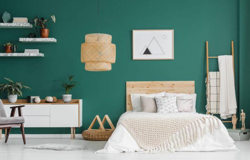 sơn phòng ngủ màu xanh lá cây nhạt